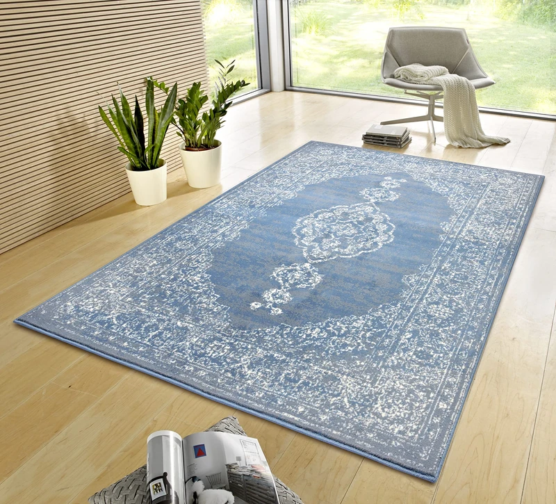 Hanse Home Gloria Orient Rug 160 x 230 cm - Living Room Rug Multicoloured Vintage Rug Oriental Pattern for Hallway, Dining Room, Bedroom, Children's Room, Living Room, Kitchen - Sky Blue