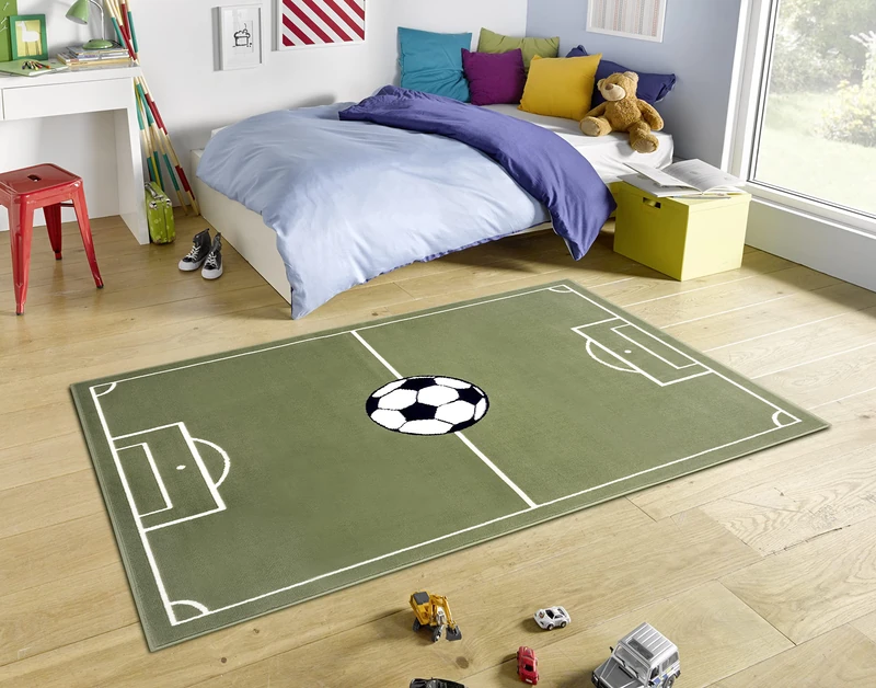 Hanse Home Adventures Children's Football Short Pile Rug - Green, 160 x 220 cm - Image 1