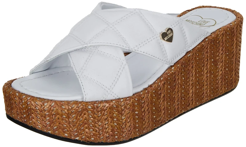 Love Moschino Women's JA28498I0GIEY Platform Sandals, White, 3 UK