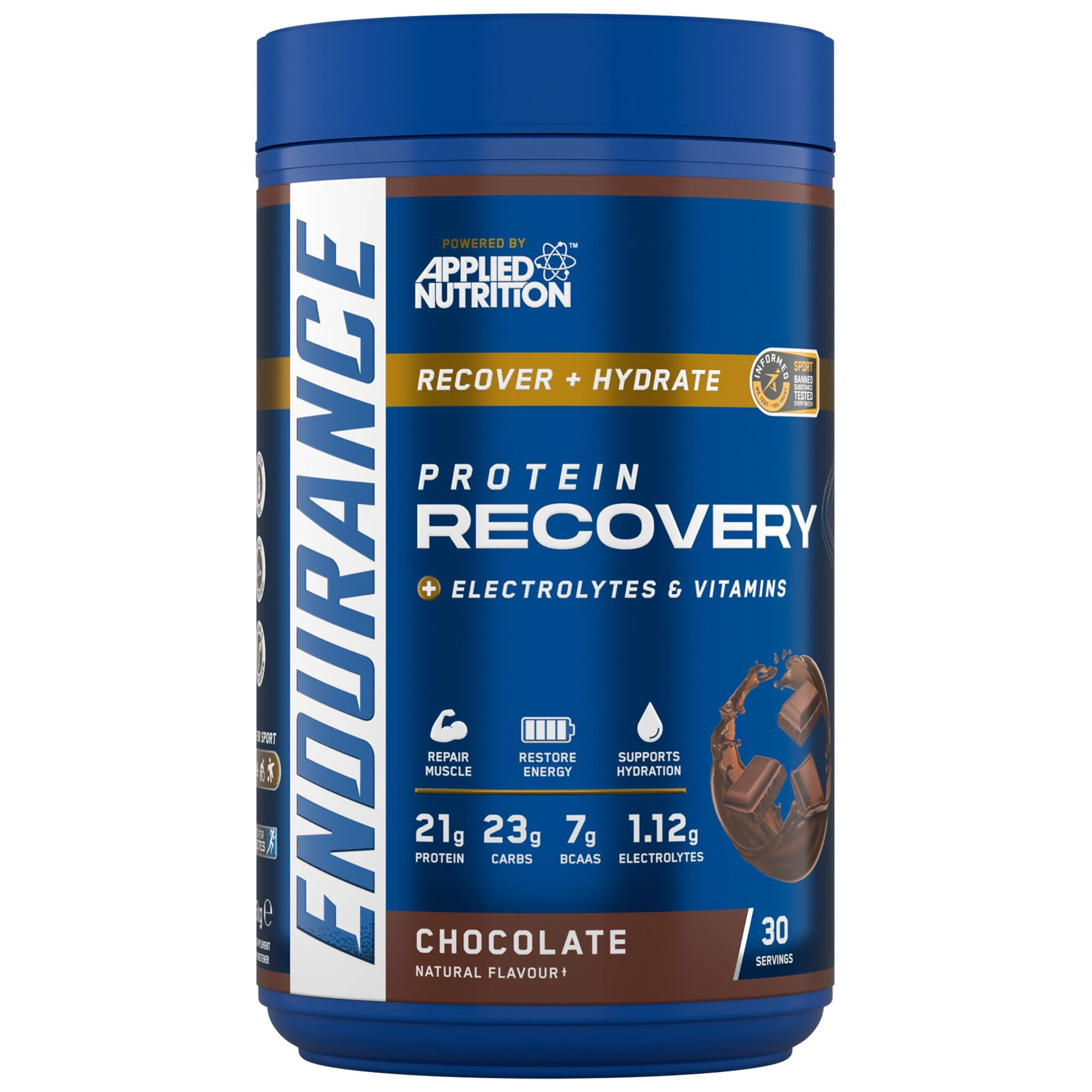 Applied Nutrition Endurance - Post Exercise Recovery Drink, Protein Powder with Carbohydrates Electrolytes BCAAs Vitamins & Minerals (1.5kg - 30 Servings) (Chocolate)