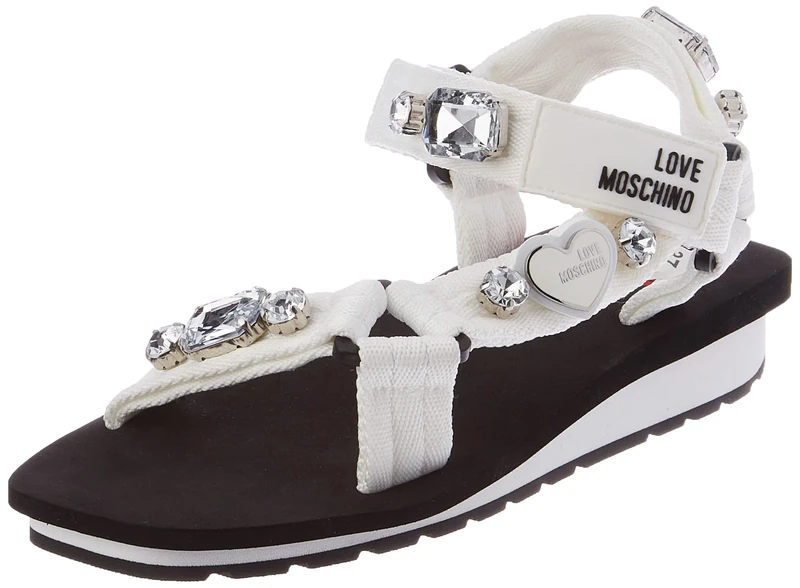 Love Moschino Women's JA16153G0GI45 Platform Sandals, White, 4 UK