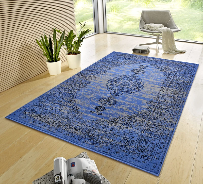 HANSE Home Gloria Orient Rug 160 x 230 cm - Living Room Rug Multicoloured Vintage Rug Oriental Pattern for Hallway, Dining Room, Bedroom, Children's Room, Living Room, Kitchen - Jeans