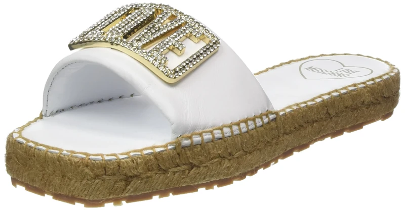 Love Moschino Women's JA28572G0GIA0 Mule, White, 2.5 UK