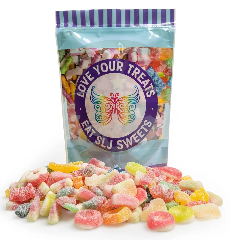 1kg Vegan Sour & Fizzy Sweet Assortment Pick n Mix Gift Bag - Large Bag of Sour, Chewy, Gummy, Candy, Jelly Treats - Halal & Vegetarian friendly