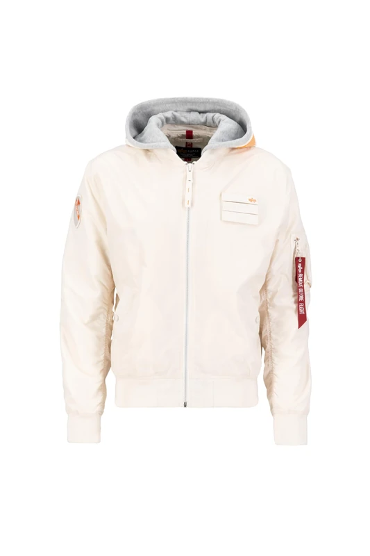ALPHA INDUSTRIES Men's MA-1 TT Hood Custom Jacket, 578-jet stream white,