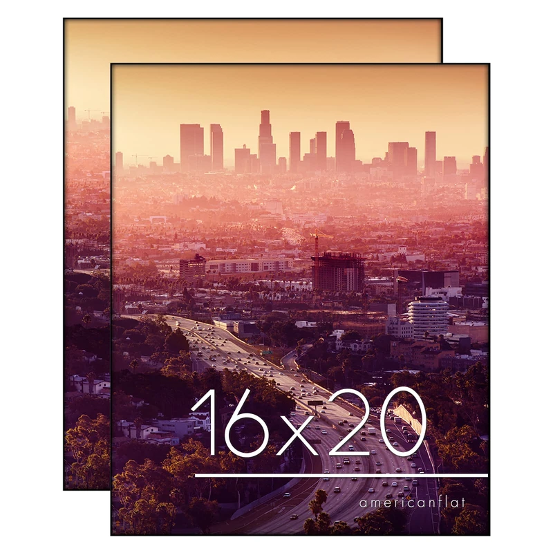 Americanflat Front Loading 16x20 Picture Frame with Shatter-Resistant Glass - Set of 2 - Metropolitan Collection - Photo Frame for Wall Display - Black