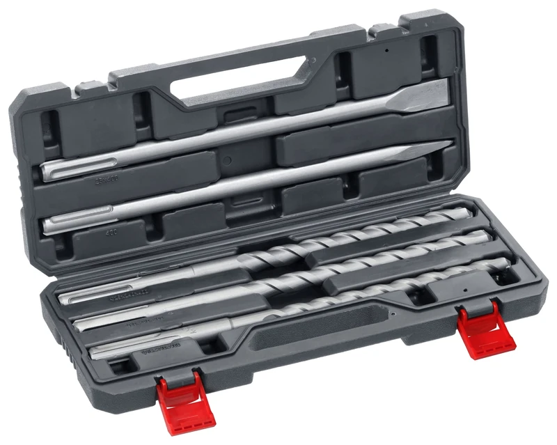 kwb 5-piece SDS-Max Hammer Drill and Chisel Set in Plastic Case for Concrete and Masonry Work