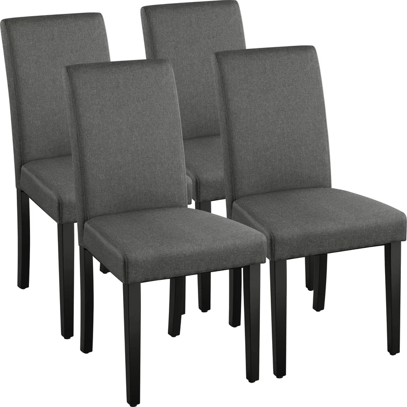 Yaheetech Fabirc Upholstered Dining Chair Set of 4 Urban Style kitchen Chairs with Solid Wood Legs for Dining Room/Living Room, Dark Grey