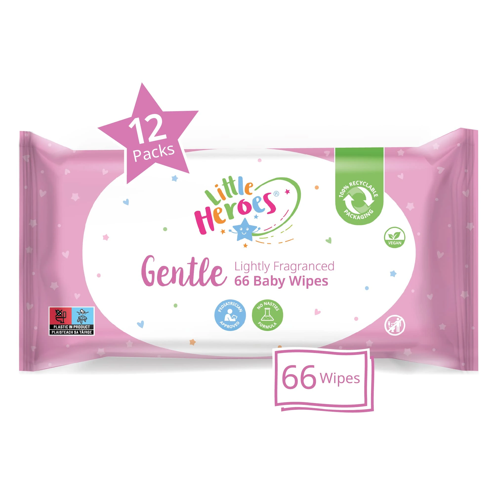 Little Heroes Baby Wipes, Wet Wipes for Sensitive Skin, Lightly Fragranced (12 packs x 66 Wipes Totaling 792 wipes)
