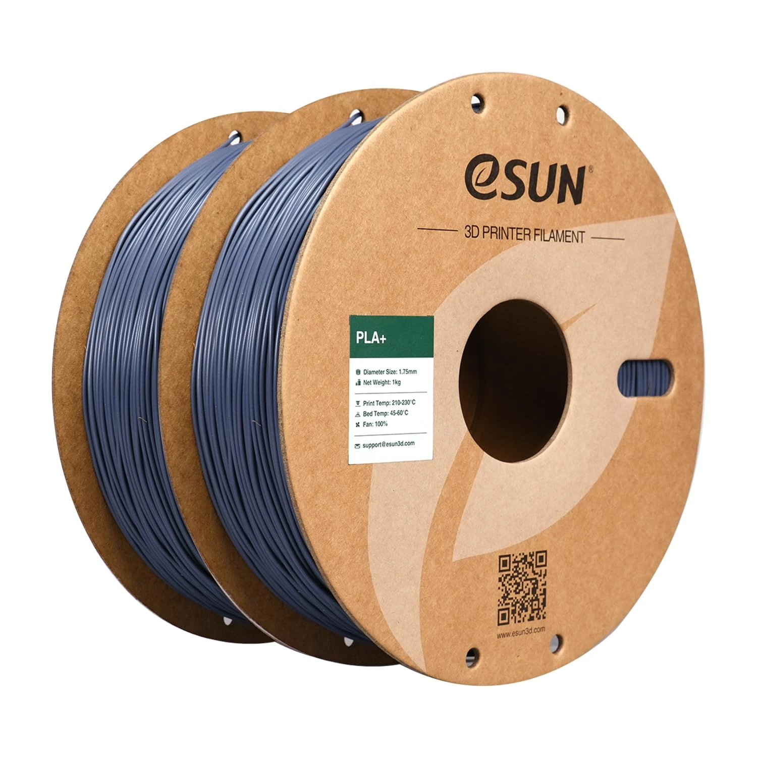 eSUN PLA+ Filament 1.75mm, Enhanced Toughness 3D Printer Filament PLA Plus, Dimensional Accuracy +/- 0.03mm, 1KG per Spool, 2 Spools 3D Printing Filament, Grey and Grey