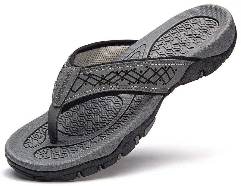 EastMetal SUNRACE_4711264330838 Unisex Adult Large Classic Men's Summer Trend Outerwear Flip Flops, Grey, One Size - Image 1