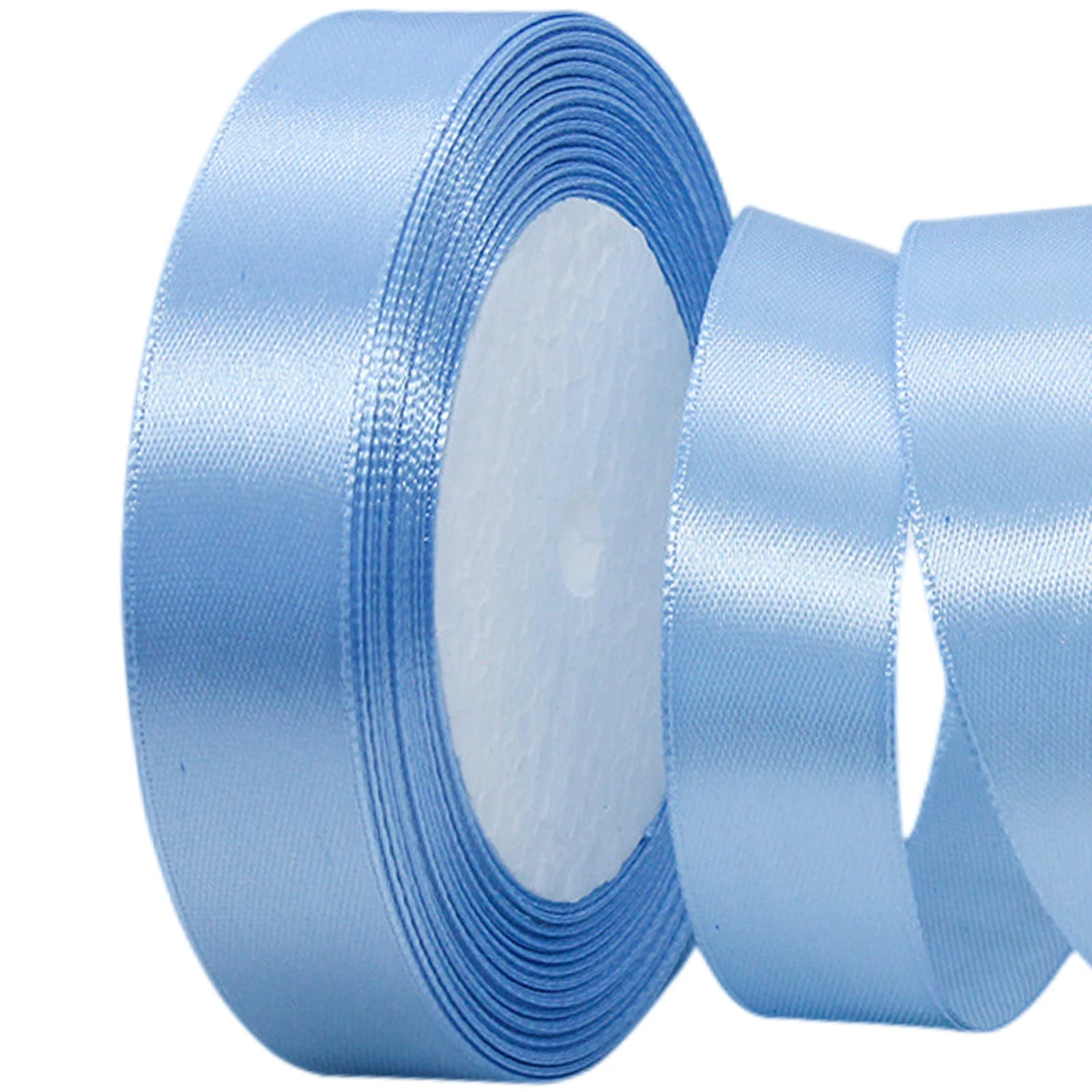 22m Pale Blue Ribbon Pale Blue Satin Ribbon 20mm, BabyBlue Hair Ribbons Cake Bows for Easter Gift Wrapping Fabric Polyester Xmas Birthday Satin Ribbons for Balloons, Hair Bow,Sewing, DIY Craft,Wedding