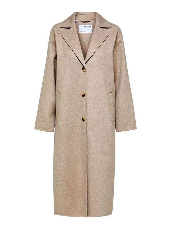 SELECTED FEMME Women's Slfnew Tama Handmade Wool Coat B Noos, Sandshell/Detail: Melange, 38