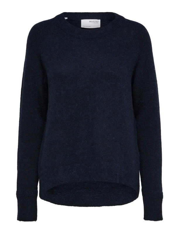 SELECTED FEMME Women's Slflulu LS Knit O-Neck B Noos Pullover, Dark Sapphire, M