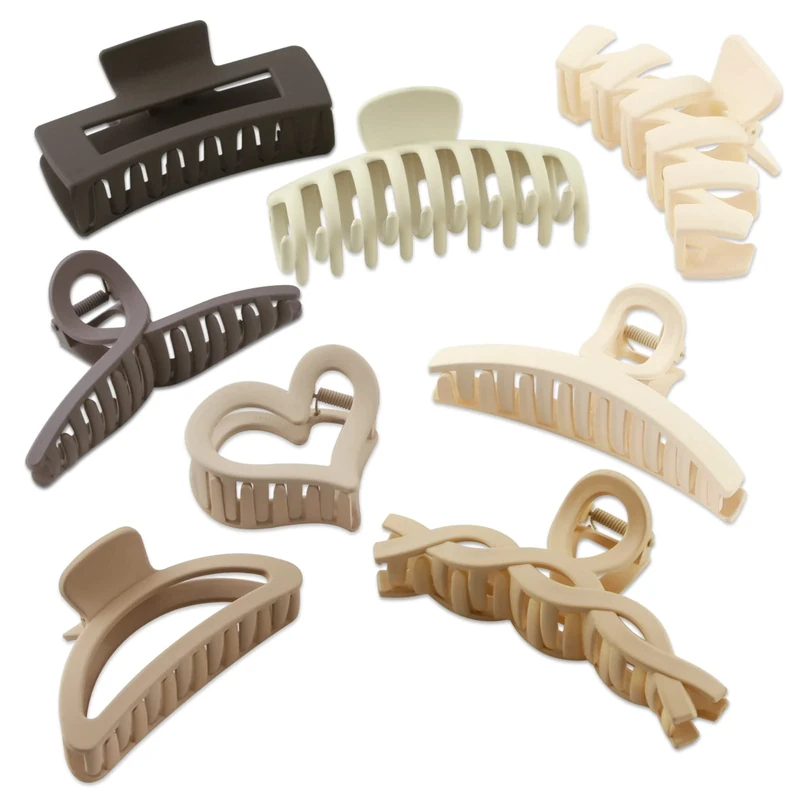 Hair Claw Clips for Thick Hair, 8pcs Hair Clips for Women and Girls Use, Strong Large Hold Hair Claw Nonslip Hair Clamps for Hair Decoration