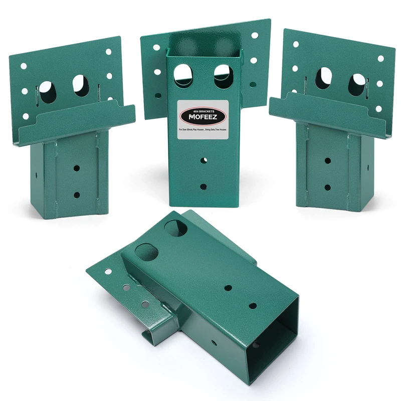 Mofeez Outdoor 4x4 Compound Angle Brackets for Deer Stand Hunting Blinds Shooting Shack (Green, Set of 4)