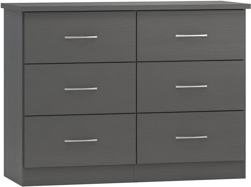 Seconique Nevada 6 Drawer Chest in 3D Effect Grey
