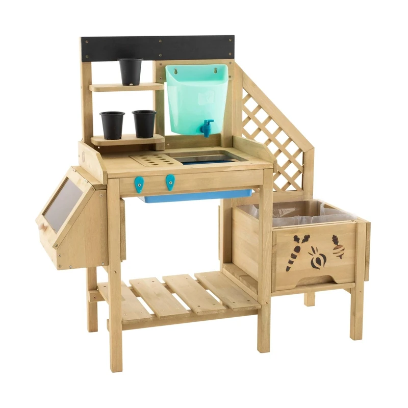 TP Toys Wooden Deluxe Potting Bench - Includes Pots, Water Butt And Splash Tray. Viewing Window So Children Can Peek And See How Their Vegetables Are Growing, Made From Fsc Certified Wood - 3+ Years