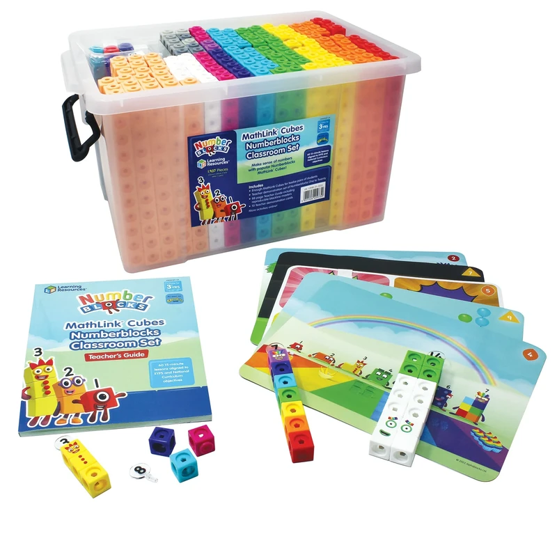 Learning Resources Numberblocks Classroom Set with MathLink Cubes, Ages 3+, EYFS Maths Teaching Kit, 60 Curriculum-Aligned Lessons, 1937 Pieces, Teacher Guide, Counting & Place Value Activities