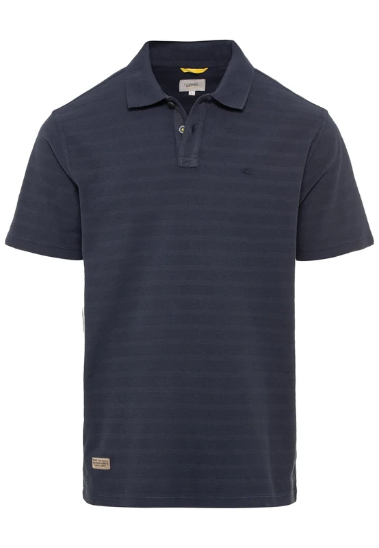 camel active Men's Short Sleeve Polo Shirt in Tonal Stripe Pattern, darkblue, M