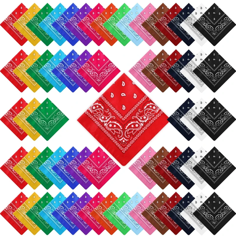 100 Pack Bandanas Unisex Paisley Bandanas Bulk Multi Purpose Cowboy Head Wrap Necktie Face Cover Party Supplies, 21.26 inches, Multicolor