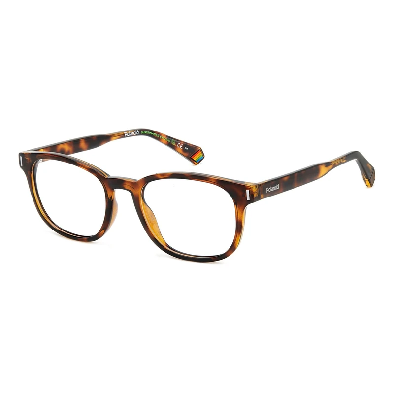 Polaroid D452 Round Eyeglasses for Unisex, 50 mm Size, Havana
