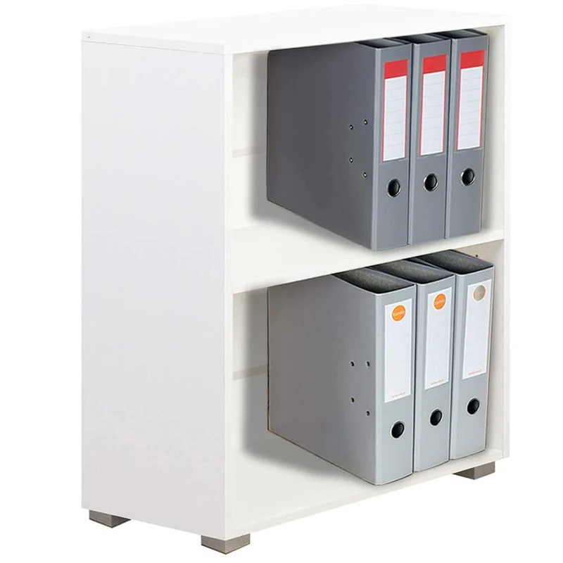 BAKAJI Sailing Bookcase with 2 Shelves for Filing and Files for Home Office Books Library Wardrobe with Shelves Internal Floor Shelving Wooden Structure (White) - Image 1