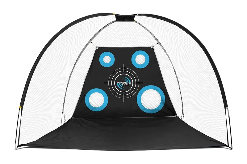 ME AND MY GOLF Home Driving Net with Return Ramp, Includes Instructional Training Video (Height 214cm/7ft, Width 305cm/10ft, Depth 153cm/5ft), Black