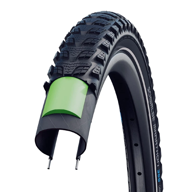 Schwalbe Marathon 365 Greenguard Addix 4season Tyre, Black/Reflective, 37-622 (28x1.40 | 700x35C)