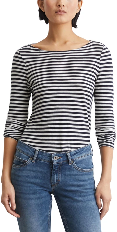 Marc OߴPolo Women's Striped Long Sleeve Top with Boat Neck, Multicolor (Multi/Night Sky), XXL