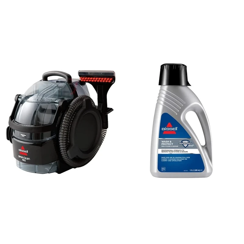 BISSELL SpotClean Pro | Our Most Powerful Portable Carpet Cleaner | 1558E, Titanium Black & Wash & Protect Pro Formula | For Use with All Leading Upright Carpet Cleaners | 1089N