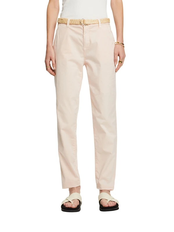ESPRIT Women's Pastel Pink Chino Pants, 30W 32L, Standard Fit