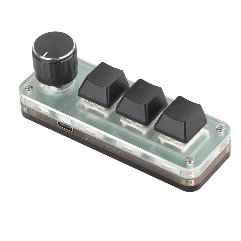 PUSOKEI 3 Key Small Keypad Programmablewith Knob, RGB Backlight USB Programmable Keys Custimize DIY Keypad, OSU Mechanical Gaming Keyboard for Office Gaming