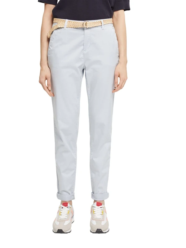 ESPRIT Organic Cotton Cropped Chino, Light Blue, 30W x 34L