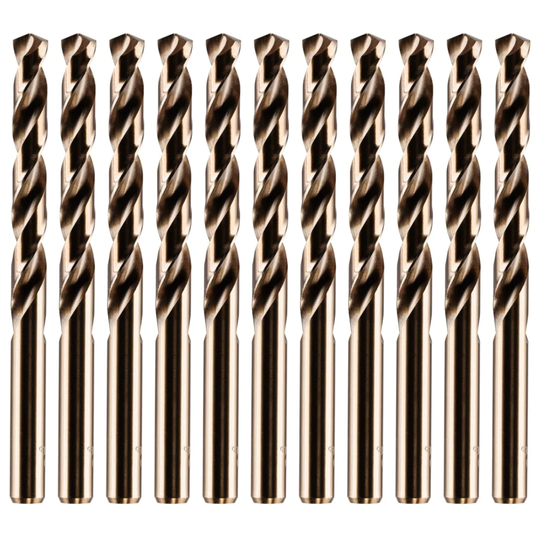 Rennie Tool Company Box Of 10 x HSS Gold Cobalt Jobber Drill Bit For Stainless & Hard Steels. Drills. UK Seller (8.6mm x 125mm Cobalt Jobber Drills)