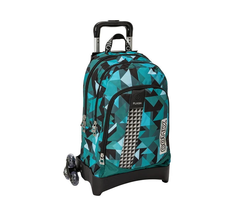 Panini School Backpack with Detachable Trolley - Comix Flash - Comicamo, Multi-Coloured, Casual