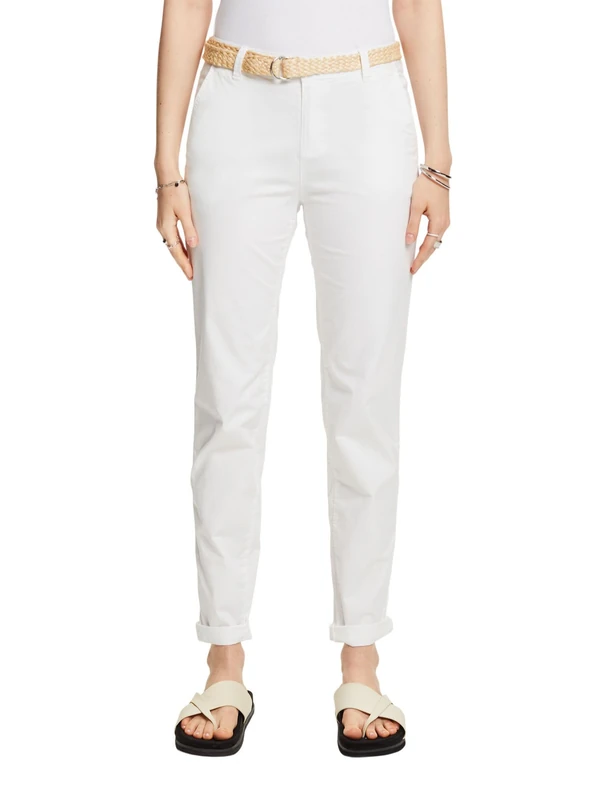 ESPRIT Organic Cotton Cropped Chino, Off White Colorway, 32W x 34L