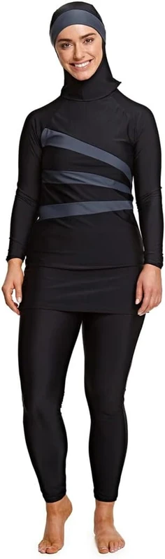 Zoggs Women's Meelup Modesty Suit Swimwear, Black/Grey, 36-Inch/UK 12