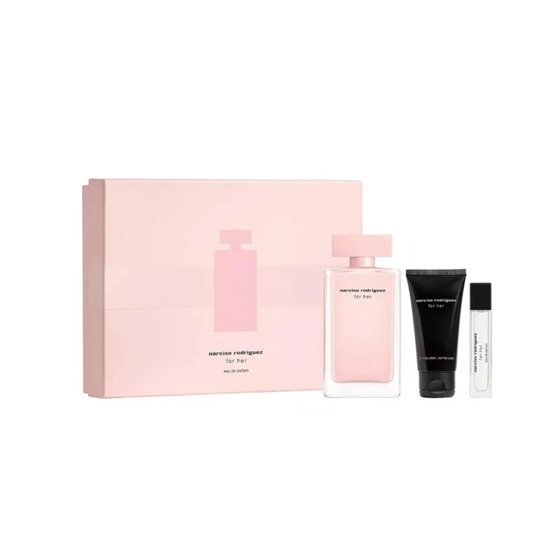 Narciso Rodriguez For Her 3 Piece Gift Set: Eau De Toilette 100ml - Body Lotion 50ml - Shower Gel 50ml