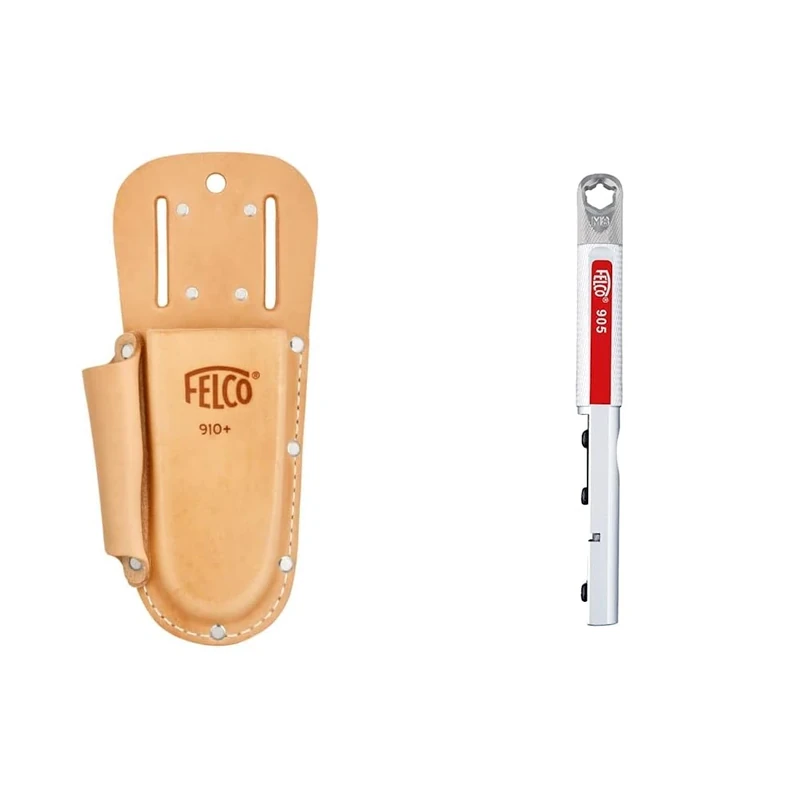 Felco FELCO905 Model Sharpener - Carbide Stone, White & Felco Number 910 Plus Leather Holster F910+, Brown, 35x15x5 cm