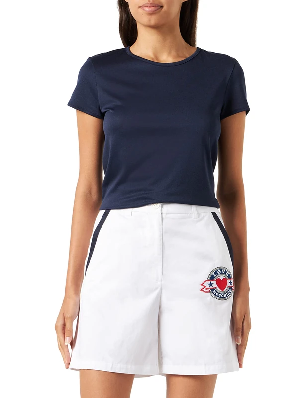 Love Moschino Women's Bermuda Shorts Casual, Optical White, 12