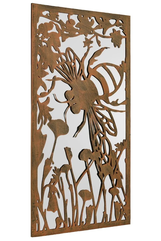 MirrorOutlet Large Metal Rusted Bumblebee Portrait Shaped Garden Outdoor Mirror 118x58cm, GM110, Bronze