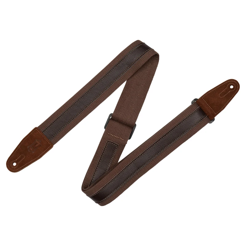 Levy's Leathers Combo Series 1" Leather Strip on 2" Cotton Strap with Genuine Suede Ends and Tri-Glide Adjustment; Brown/Dark Brown (MC2CG-BRN-DBR) - Image 1