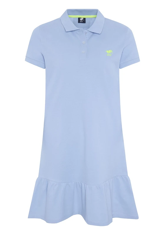 Polo Sylt Women's Cotton piqué Polo Dress with Flounce Hem, Brunnera Bl, S - Image 1