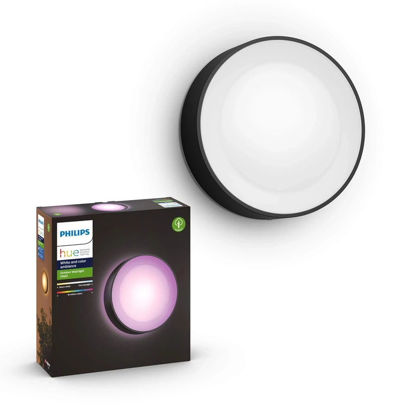 Philips Hue Daylo [Black] Wall Lantern x 2 + Outdoor Motion Sensor. White and Colour Smart Lighting for Outdoor, Garden, Terrace and Patio Light.