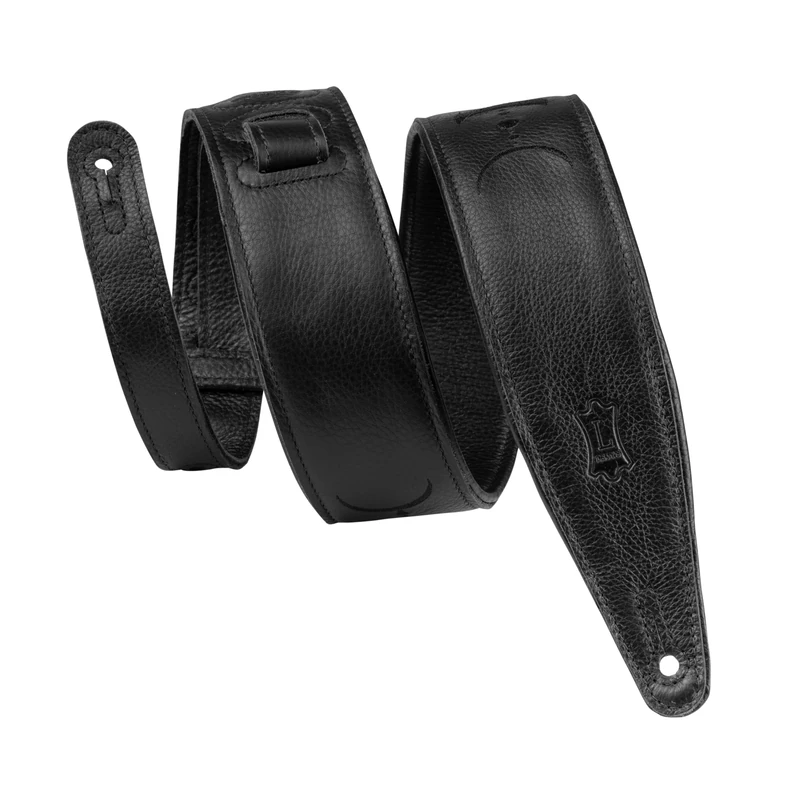Levy's Leathers 2.5" Padded Garment Leather Moon Phases Embroidery Guitar Strap, Adjustable from 48" to 55.5"; Black (MG317MP-BLK-BLK) - Image 1