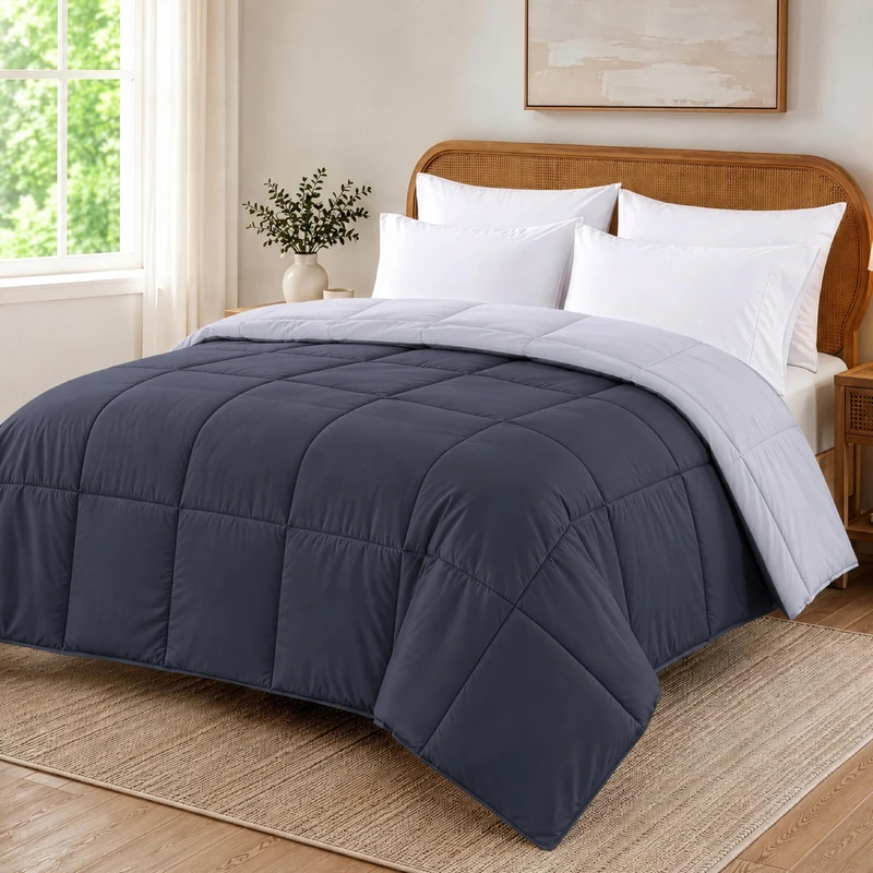 Modern Threads Down Alternative Reversible Comforter Denim/Cloud Queen