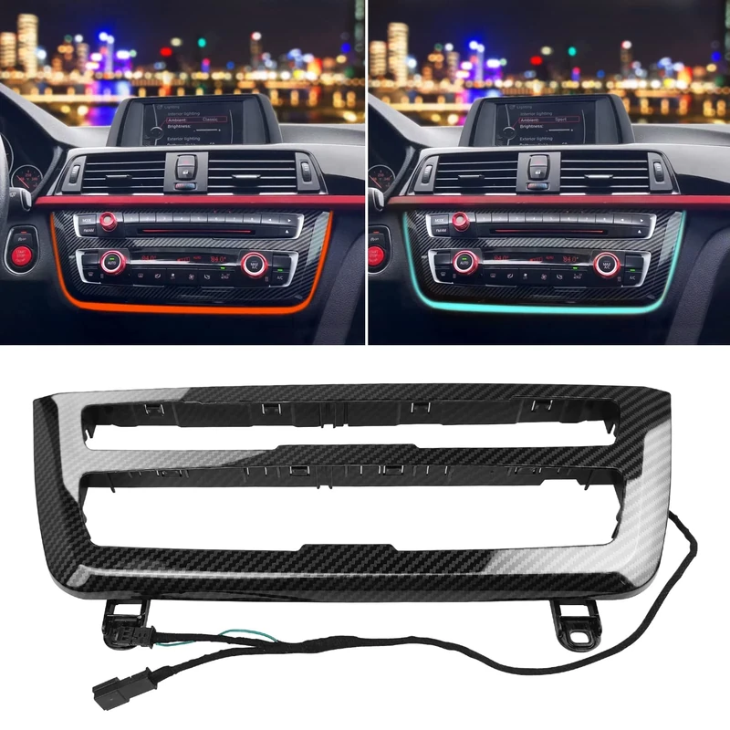 Jaronx Compatible with BMW LED Console Panel Ambient Light for 3 Series F30 F31 4 Series F32 F33, Radio AC Control Panel Ambient Lights Console Panel Replacement with Dual Color LED Ambient Lighting - Image 1