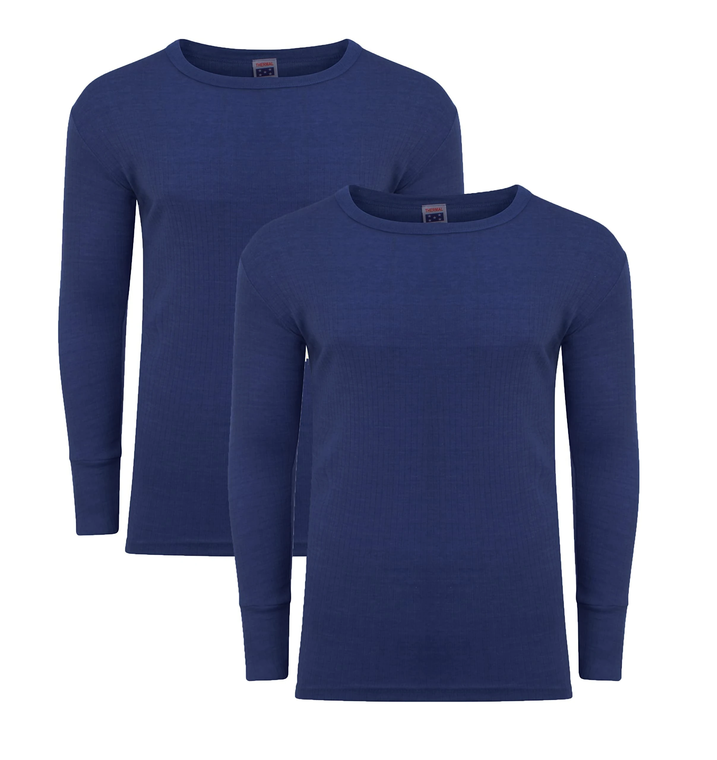 Heatwave® Pack of 2 Men's Thermal Long Sleeve Top, Warm Underwear Baselayer, S M L XL XXL Thermals, Medium Navy
