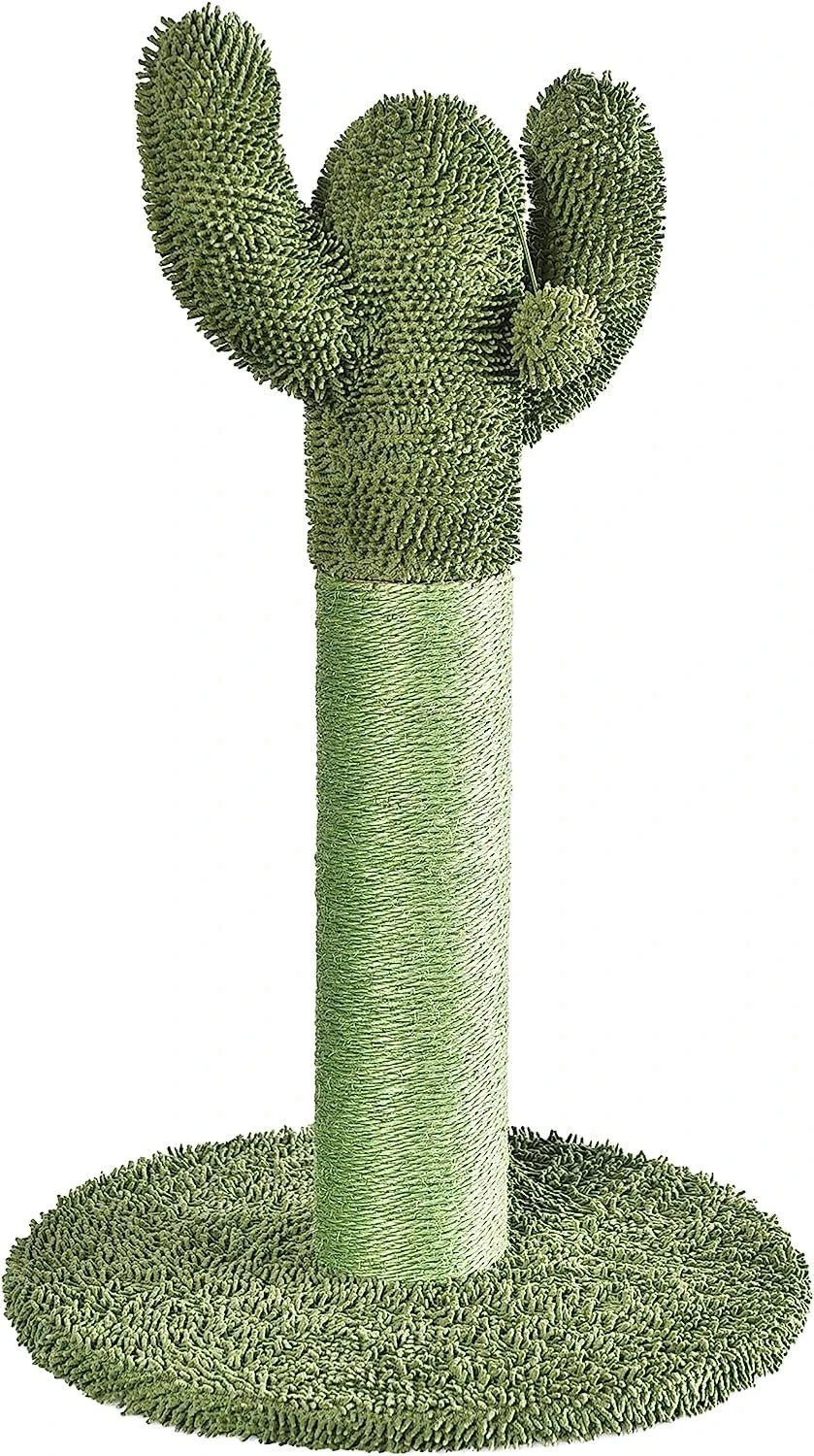 Amazon Basics Cat Scratching Post for Indoor Cats, Cactus Cat Scratcher Single Post, 65 cm, Green